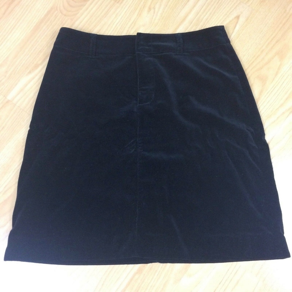EDDIE BAUER  skirt black velvet cotton fly front 6
